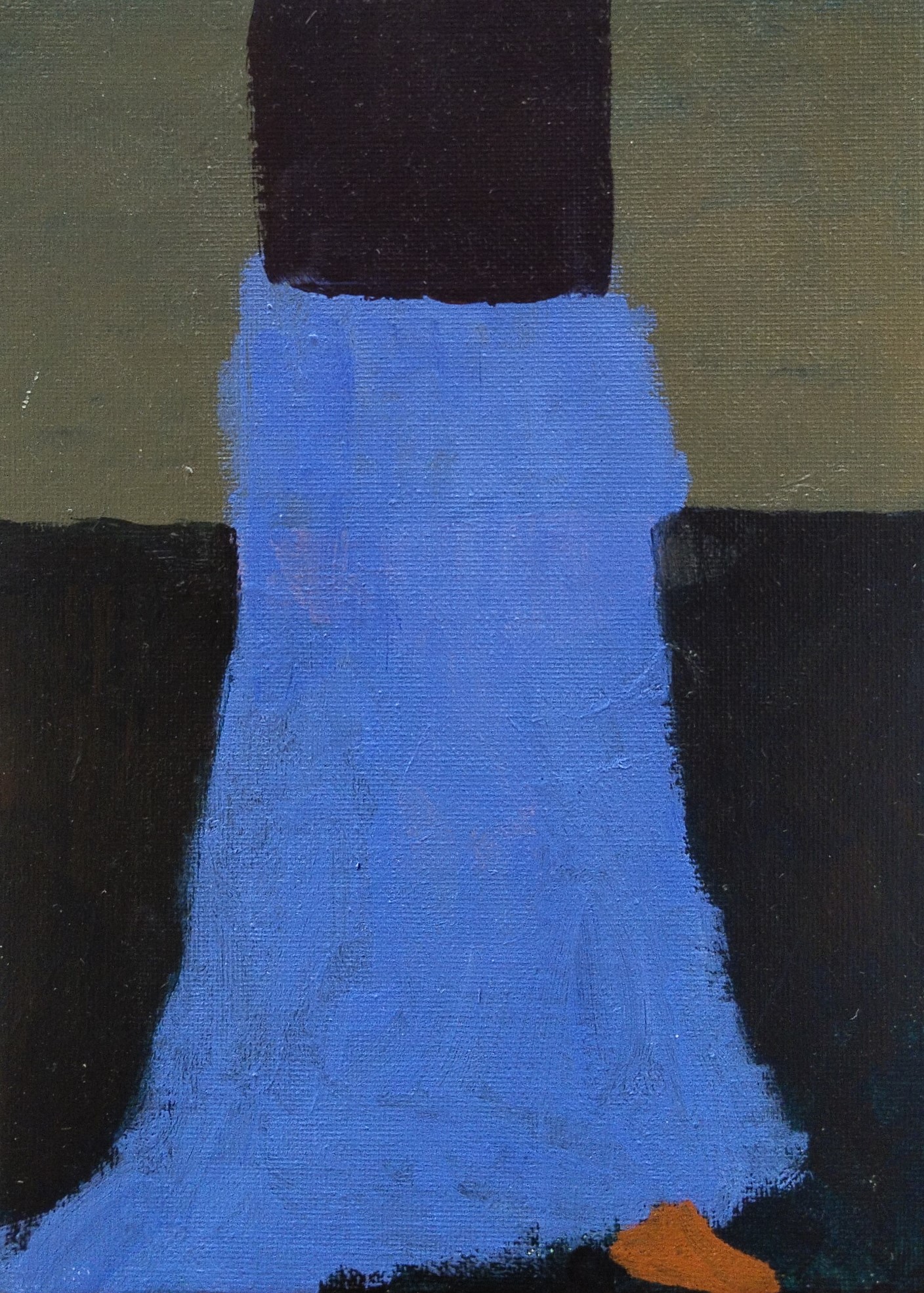 FIGURA CON FALDA AZUL, Acrílico sobre tablilla entelada,16 x 22