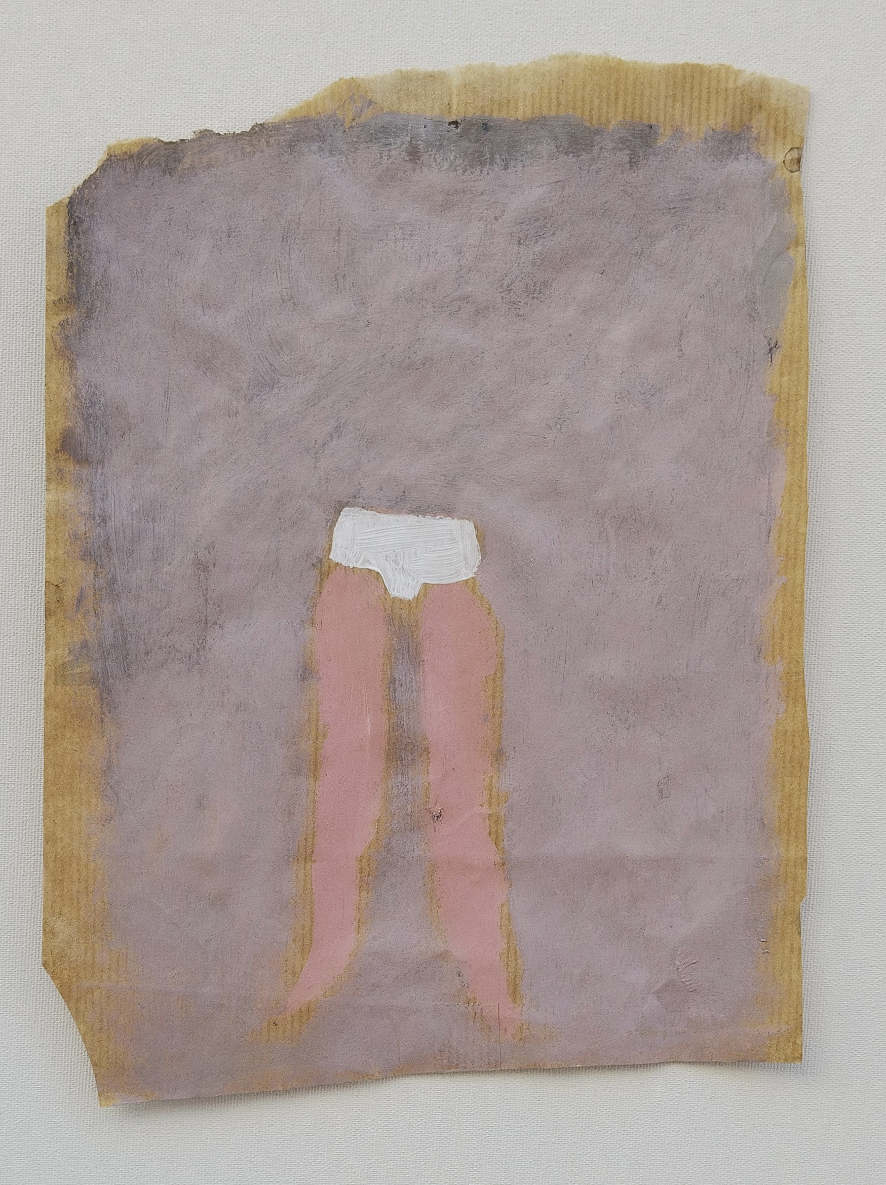 FIGURA DE FRENTE EN PARTES CON ROPA INTERIOR, Acrílico sobre papel, 31 x 38